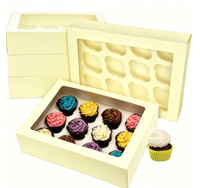 25 boîtes à cupcakes rigides écologiques avec inserts amovibles, design 12 trous, fenêtre transparente (33x24.2x7.5cm) pour muffins