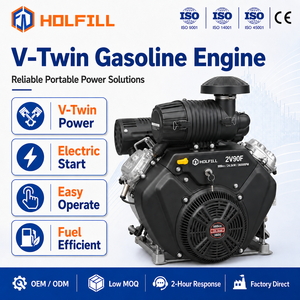 Moteur à essence horizontal <span class=keywords><strong>V</strong></span>-<span class=keywords><strong>Twin</strong></span> <span class=keywords><strong>mini</strong></span>, robuste, 2 cylindres, 999 cm³, refroidi par air, démarrage électrique, 37 CV, 4 temps, pour engins de chantier - Product Image 1