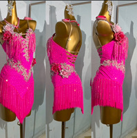 Robe de danse latine avec franges en strass pour performance artistique, examen, spectacle de groupe, costume de compétition, robe latine