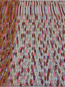 Tejido de malla de encaje con cuentas y perlas para vestido de boda europeo, 2023 - Product Image 5