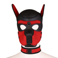 Capuche de chiot en PU XL pour adultes avec ensemble de masque de collier pour jeu BDSM, ensemble de masques de capuche de chiot amovibles pour chien