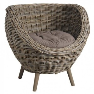 Sillón de Ratán Contemporáneo con Cojín, Muebles Modernos para Exteriores - Product Image 1