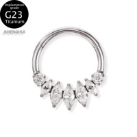 Cincin Hidung Titanium G23 Romantis untuk Pernikahan dan Pertunangan, Bertahtakan Zirkon, Perhiasan Tubuh Grosir, Cocok untuk Hadiah