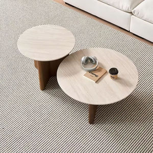 Set di Tavolini da Caffè Rotondi in Legno Moderni con Vano Portaoggetti, Dimensioni e Colori Personalizzabili, Arredamento per <span class=keywords><strong>Soggiorno</strong></span> - Product Image 4