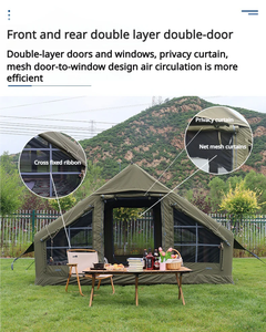 Tente <span class=keywords><strong>de</strong></span> <span class=keywords><strong>camping</strong></span> gonflable Green Ear Monkey, installation facile, 4 saisons, imperméable, coupe-vent, 12m², une chambre, fenêtres et portes en maille, pompe incluse - Product Image 2