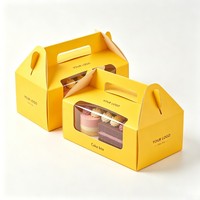Boîte à gâteau en carton kraft de qualité alimentaire avec poignée haute, personnalisable, pour emballage de mini-gâteaux de mariage