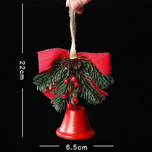 LINGKAI <b>Christmas</b> Metal Bell Ornament with Burlap <b>Bow</b> Pine Branch <b>Red</b> Berries Xmas <b>Tree</b> Hanging Pendant for Holiday Decor - Product Image 5
