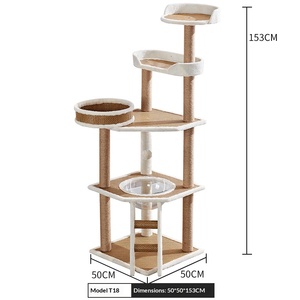 Large <b>Cat</b> Climbing Tree High Quality Modern Natural <b>Plush</b> Scratching Toy Pet Wooden <b>Cat</b> Tree - Product Image 2