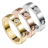Titanium Steel Rings for Women and Men, Diamond Ring
