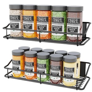 Magnetic Spice Rack For Refrigerator Black Steel Hanging Organizer With Adjustable Shelves For Kitchen Storage - Product Image 5