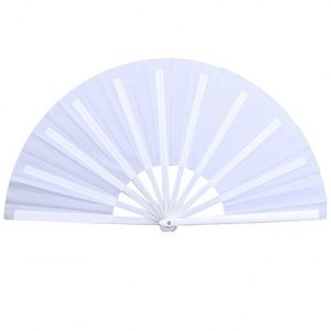Éventail Pliant Personnalisé Blanc 13 Pouces Écologique Fait Main Grand Format pour Festival de Musique Décoration Maison Cadeau d'Affaires Plastique Personnalisé - Product Image 1