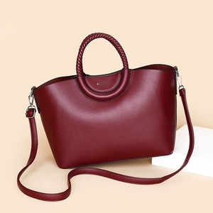 2025 Woven Round Handle <strong>Soft</strong> PU <strong>Leather</strong> Large Capacity Two-piece Set for Women's <strong>Bag</strong> - Product Image 4