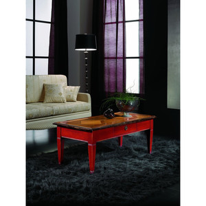 Tavolo da caffè rettangolare in rovere resistente con parte superiore in Parquet in ciliegio e cassetto per interni Set di mobili per la casa - Product Image 1