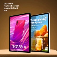 A1 A2 A3 bingkai Poster bioskop dua sisi kotak lampu LED kaca Tempered ultratipis A4 untuk iklan rumah dan perusahaan bercahaya