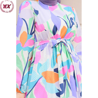 Robe Abaya en soie pour femmes musulmanes, col ras du cou, décontractée, islamique, motif Floral, motif cercueil, Gamis, indonésie, Hijab