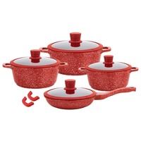 Set Peralatan Masak Anti Lengket HausRoland Classic Granit Marmer Aluminium Batu Maifan Panci Sup Wajan dengan Tutup Kaca untuk Memasak