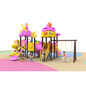 Đáng yêu giá rẻ sân chơi ngoài trời thiết bị ngoài trời nhựa trượt và hai chỗ ngồi đu để bán - Product Image 1