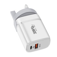 Chargeur PD pliable 30W, adaptateur PD GaN 30W, chargeur PD à embouts interchangeables 20W, ports USB-C/USB-A pour les normes européennes et australiennes