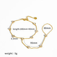 Gelang Rantai Jari Lintas Batas Baru dari Baja Anti Karat, Mode High-End, Geometris, dengan Pesona Mutiara dan Zirkon untuk Wanita