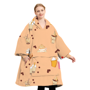 Usine Ultra Doux En Peluche Chaud Jeter À Capuche Couverture Avec Manches Cosy Géant Wearable Couverture À Capuche pour L'hiver - Product Image 2