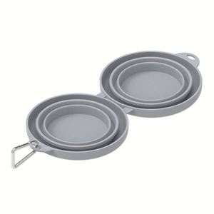 Bol double pliable portable 2 en 1 avec logo personnalisé pour les voyages et l'alimentation des animaux de compagnie pour les présentations - Product Image 3