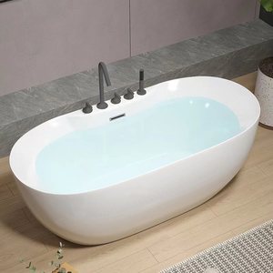 Oval <b>Acrylic</b> Bathtub 160Cm Modern Design For Home Hotel Use With Faucet Set Durable Adult Size - Product Image 4