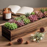 Jardinière rectangulaire rustique en bois avec mousse florale, grande jardinière pour centre de table, décoration de mariage