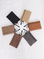 Dompet Kecil Unisex Kanvas dengan Penutup Ritsleting Tas Portabel Ultra-Ringan dan Tali Gantungan untuk Penyimpanan Kunci/Kartu