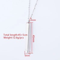 Collier personnalisé en gros avec plaque nominative, pendentif vierge, lettre gravée au laser, logo, barre verticale 3D, bijoux sur mesure