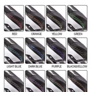 พวงมาลัยหนังคาร์บอนไฟเบอร์แบบฐานเรียบสำหรับรถยนต์โตโยต้า แคมรี่ อวาลอน โคโรลล่า พรีอุส ยาริส <span class=keywords><strong>CHR</strong></span> RAV4 ไฮแลนเดอร์ อุปกรณ์ตกแต่งรถยนต์ - Product Image 4