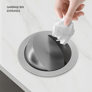 Built-In Bathroom Toilet Waste <strong>Bin</strong> <strong>Cover</strong> with Rolling Lid 304 Stainless Steel Space Saving Design - Product Image 4