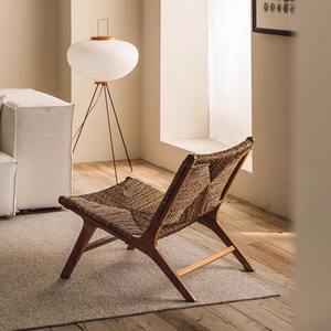 Handmade Solid Ash Wood Linen Woven Rope Lounge <strong>Chair</strong> Mid-Century Modern Scandinavian Natural Style for Living Room and Balcony - Product Image 3