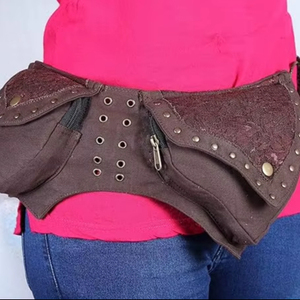 Premium hecho a mano Vintage artesanías práctico Fannypack algodón cintura bolsa viaje utilidad cinturón cuero genuino - Product Image 1