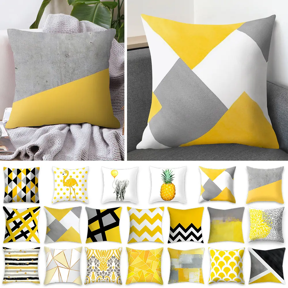 Yellow Striped Styles Pillowcase Geometric Throw Cushion Pillow Cover Printing Cushion Pillow Case