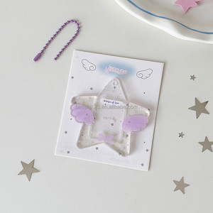 Wholesale 7cm Acrylic Star Wing Photo Card Keychain Mini 1 Inch ID Card Bag Hanging Ornament Bulk Small Holiday <b>Gift</b> Trinket - Product Image 5