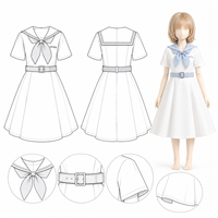 Robe BJD personnalisée à col marin, tenue de poupée marin mignonne, vêtements de poupée blancs et bleus, costume BJD décontracté personnalisé, robe de poupée à manches courtes