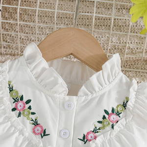 ชุดเดรสเจ้าหญิงสุดหรูสำหรับวัยรุ่นหญิง เสื้อผ้าเด็กผู้หญิงลายลูกไม้ ปักลายดอกบัว แขนกุด - Product Image 3