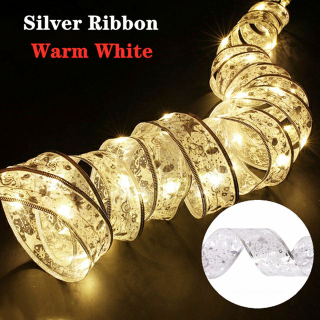 Style 4-Silver ribbon with warm white light