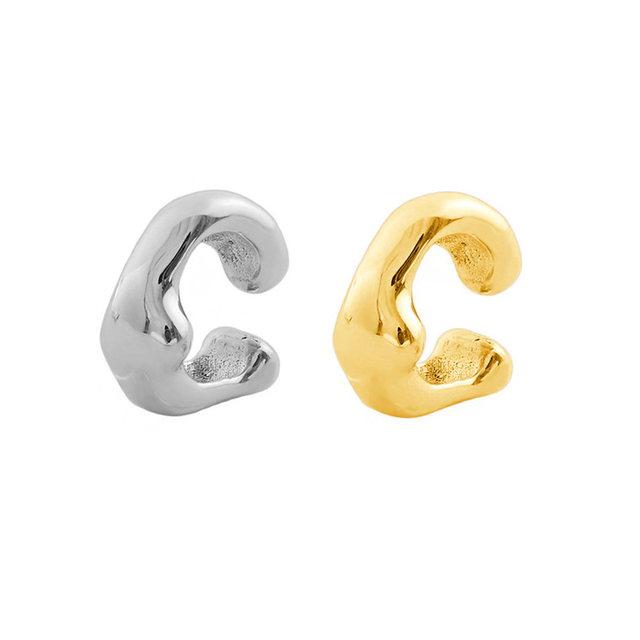 FUAMAY Minimalist Jewelry S925 Sterling Silver Two Tone Irregular Metal Ear Cuffs for Women 2025