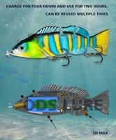 Umpan Ikan Elektrik USB Multi-Sendi, Umpan Pancing Robot LED Dengan Baling-Baling, Umpan Keras Tersegmentasi, Kail Tiga Mata