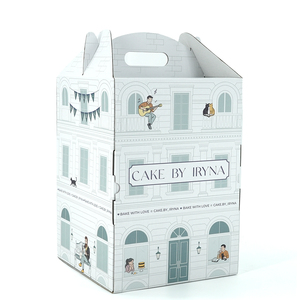 Boîte à pâtisserie haute avec impression couleur mate et illustration pour la <span class=keywords><strong>livraison</strong></span> de gâteaux <span class=keywords><strong>en</strong></span> <span class=keywords><strong>ligne</strong></span> et les entreprises de vente au détail - Product Image 2