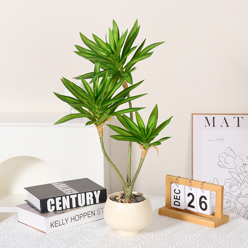 Planta en maceta de bambú y lirio de tres tallos, 70 cm