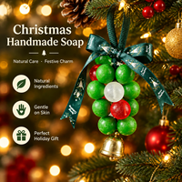 Couronne de Noël artisanale en savon, ornement suspendu, parfumée, aromathérapie, coffret cadeau bain et corps, vente en gros, logo personnalisé OEM