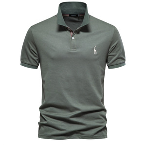 Polo da Uomo di Alta Qualità 70% Cotone con Ricamo <span class=keywords><strong>Cervo</strong></span>, Tinta Unita, Colletto Polo, Stile Basic, Manica Corta - Product Image 3