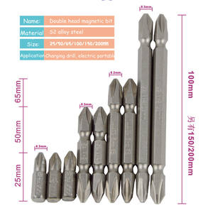 Embout de tournevis hexagonal à Impact manuel de 1/4 pouces Ph2 tête transversale phillips 10 pièces S2 Double tête cr-<span class=keywords><strong>v</strong></span> jeu d'embouts de tournevis - Product Image 6