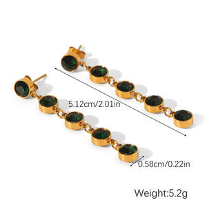Orecchini a cerchio con nappine in zirconio placcati oro in acciaio inossidabile gioielli da ballo - Product Image 6