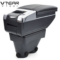Vtear - Boîte de rangement pour accoudoir avant de voiture en ABS et cuir PU élégant, porte-gobelet, accessoires intérieurs pour Peugeot 208 2012-2021