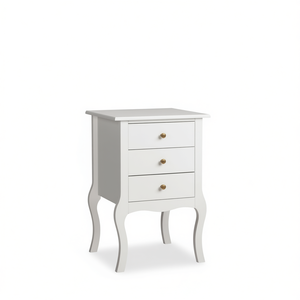Mesita de Noche de Estilo Europeo Blanca con Tres Cajones, Muebles Modernos de Madera para Dormitorio - Product Image 1