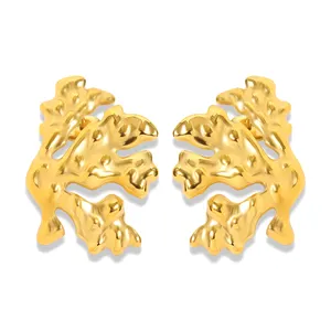 2024 New Designer Earrings Fashion Jewelry 18K Gold Plated Stainless Steel Stud Earrings for Women Coral Earrings
