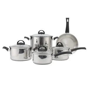 Edelstahl-Pfannen-Set antihaft-Kochgeschirr-Set Topf Suppe Lager Kochen individuelles 9-teiliges Pfannen- und Töpfe-Set